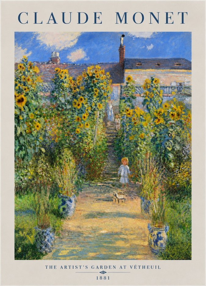 Monet The Artist's Garden at Vétheuil I No4 - Affiche