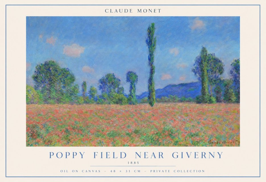 Monet Poppy Field Near Giverny No1 - Affiche
