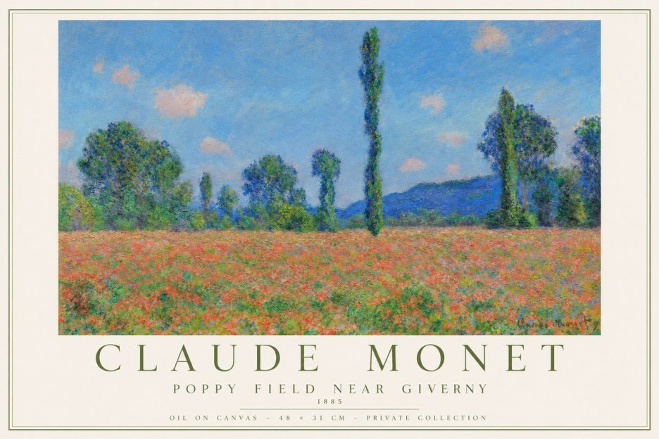 Monet Poppy Field Near Giverny No2 - Affiche