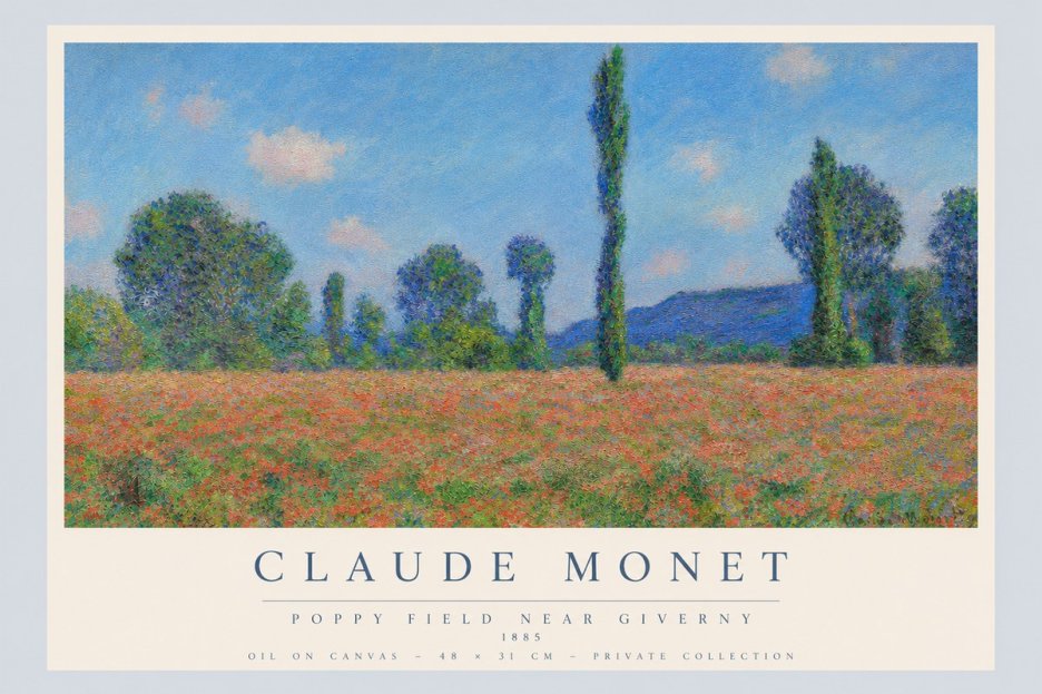 Monet Poppy Field Near Giverny No3 - Affiche