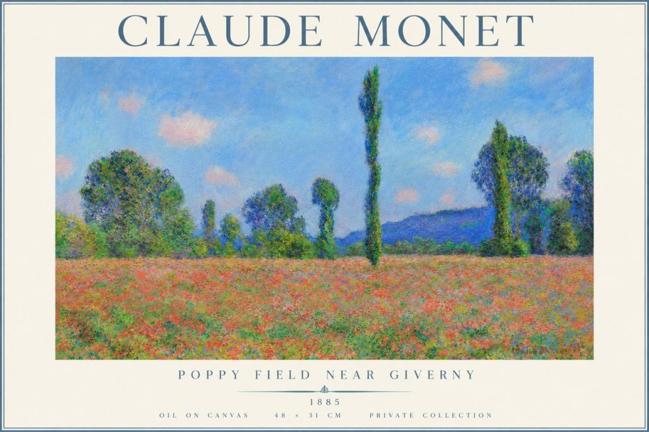 Monet Poppy Field Near Giverny No4 - Affiche