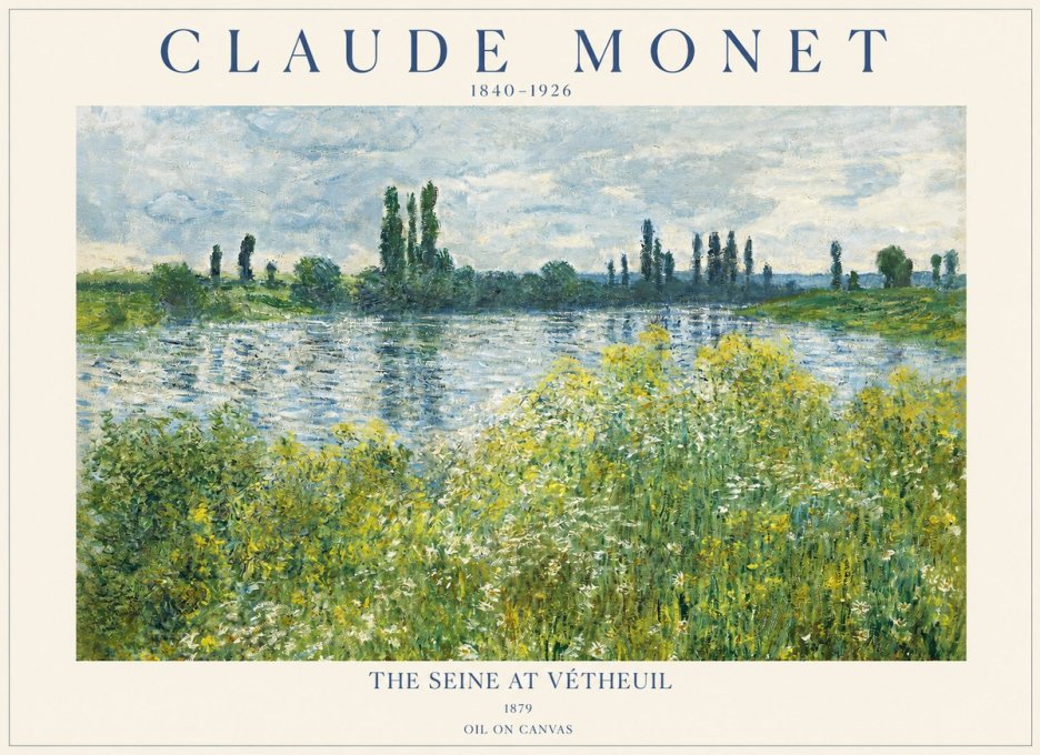 Monet The Seine at Vétheuil No1 - Affiche