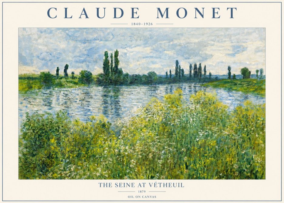Monet The Seine at Vétheuil No3 - Affiche
