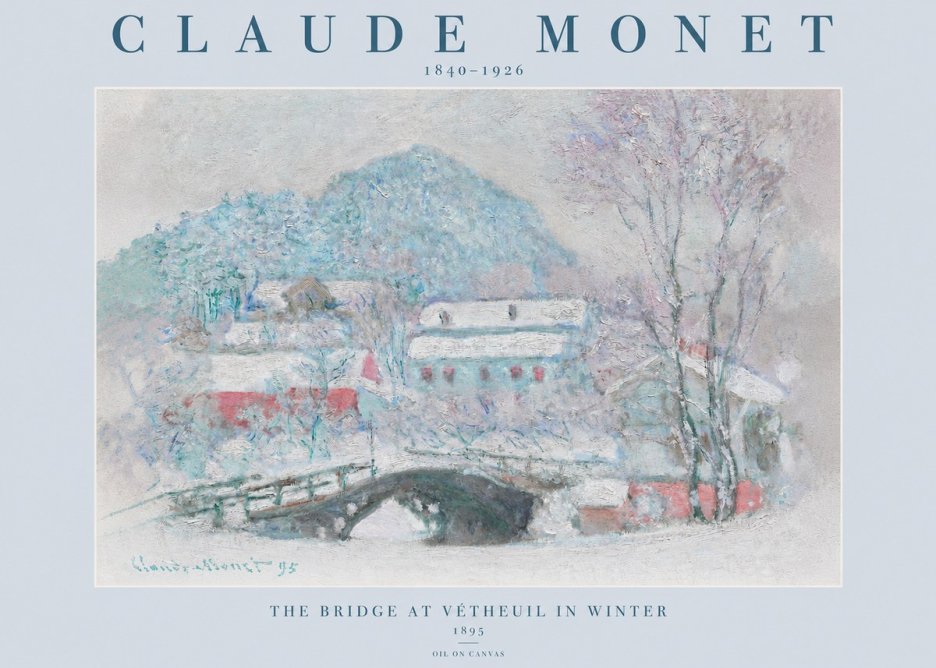 Monet The Bridge at Vétheuil in Winter No2 - Affiche