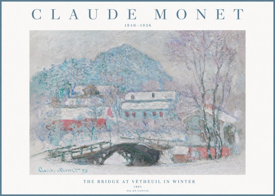 Monet The Bridge at Vétheuil in Winter No3 - Affiche