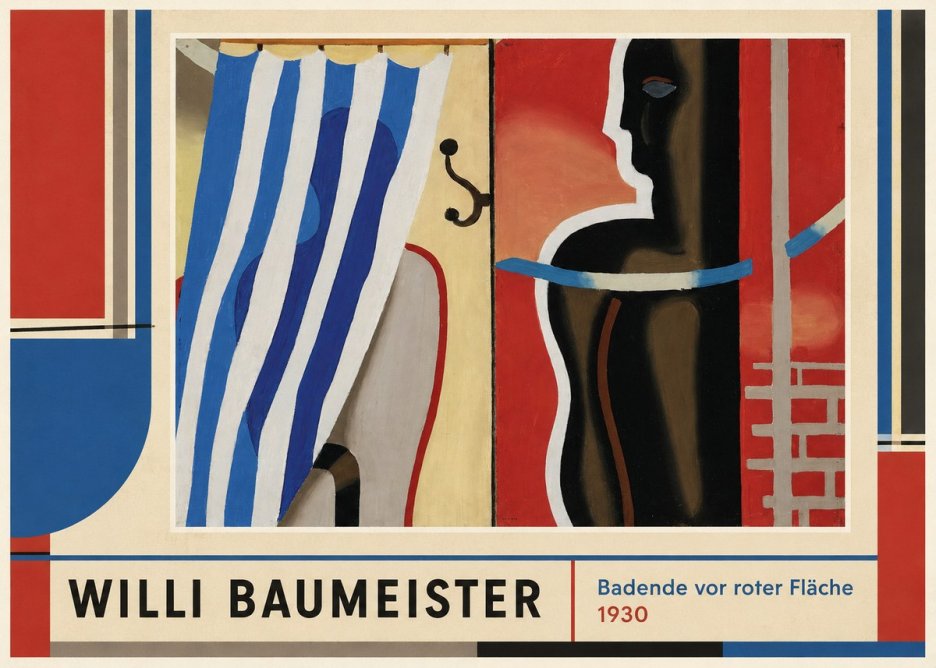 Willi Baumeister Badende Vor Roter Fläche No1 - Affiche