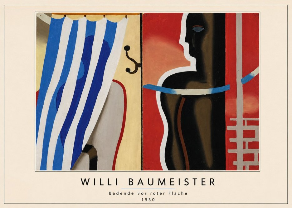 Willi Baumeister Badende Vor Roter Fläche No3 - Affiche
