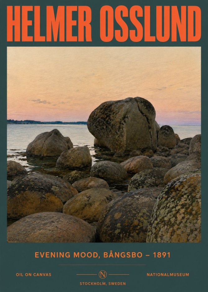 Helmer Osslund Evening Mood, Bångsbo - 1891 No3 - Affiche