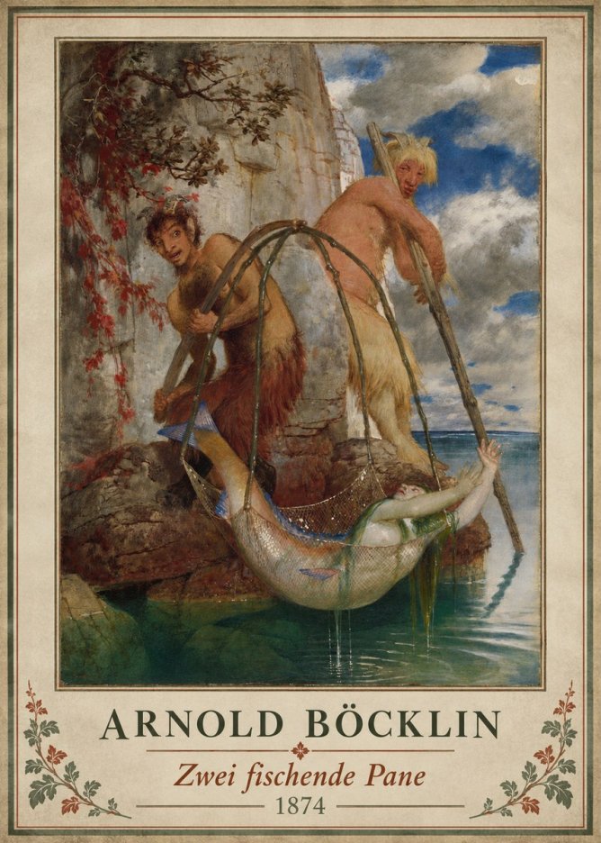 Arnold Böcklin Zwei Fischende Pane No3 - Affiche