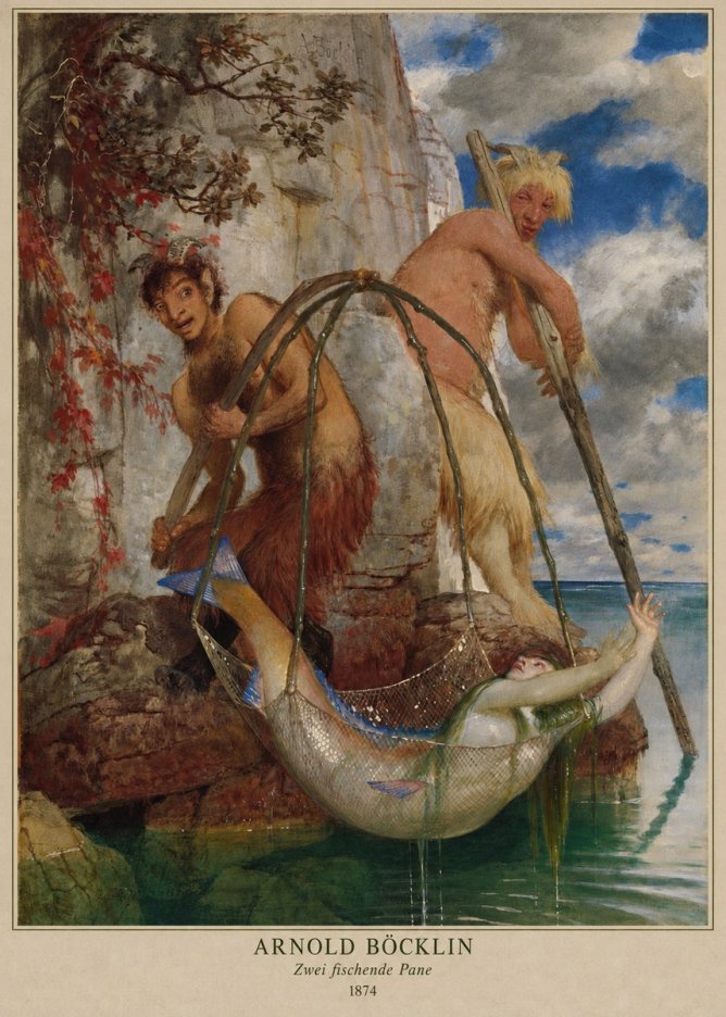 Arnold Böcklin Zwei Fischende Pane No4 - Affiche