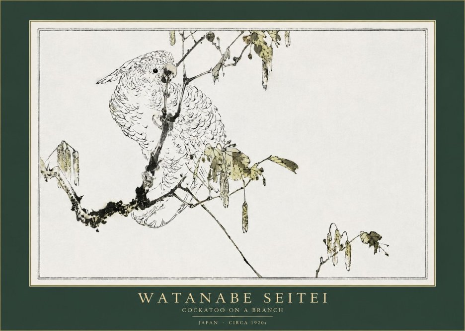 Watanabe Seitei Cockatoo on a Branch No2 - Affiche