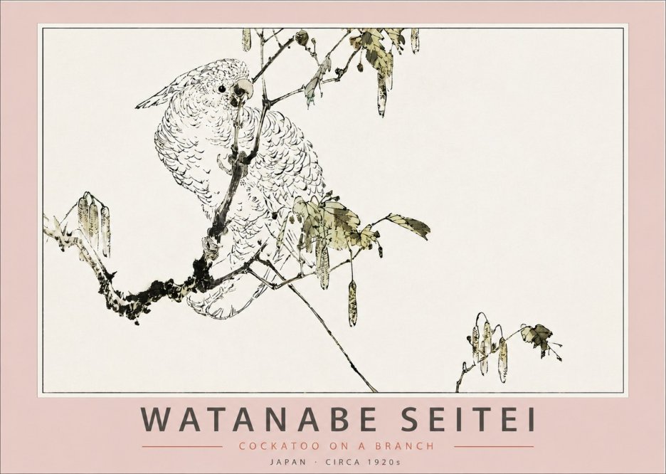 Watanabe Seitei Cockatoo on a Branch No3 - Affiche