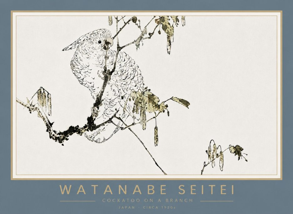 Watanabe Seitei Cockatoo on a Branch No4 - Affiche