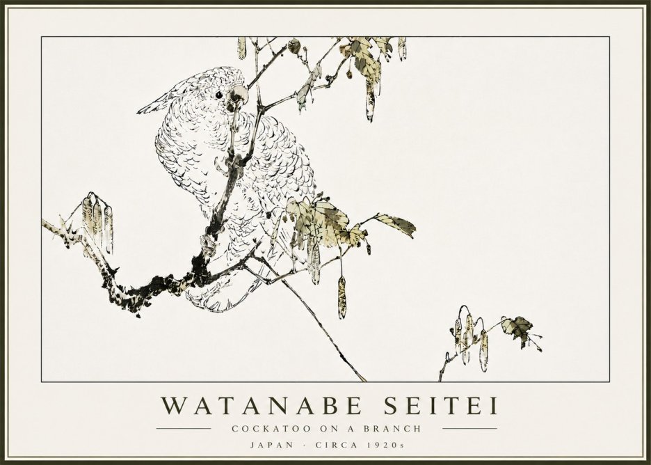 Watanabe Seitei Cockatoo on a Branch No5 - Affiche