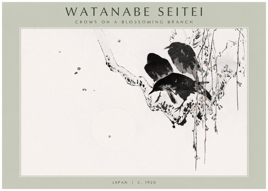 Watanabe Seitei Crows on a Blossoming Branch No2 - Affiche