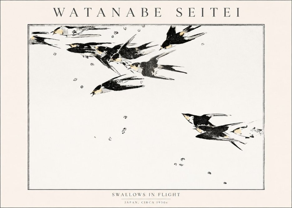 Watanabe Seitei Swallows in Flight No1 - Affiche