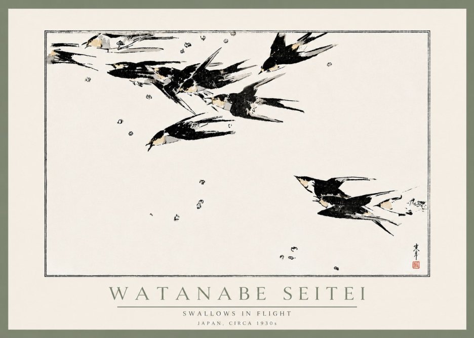 Watanabe Seitei Swallows in Flight No6 - Affiche