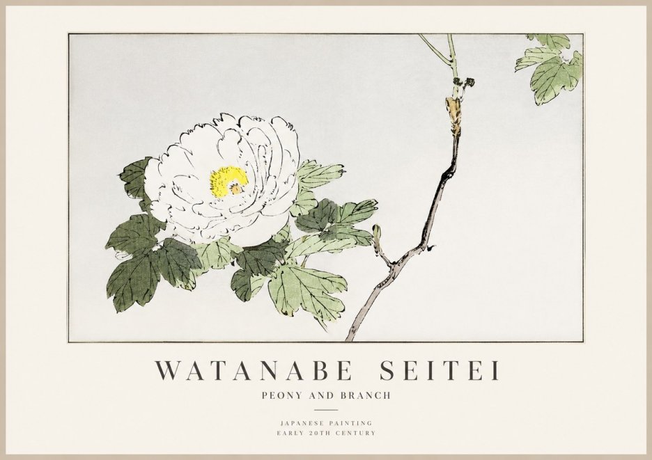 Watanabe Seitei Peony and Branch No1 - Affiche