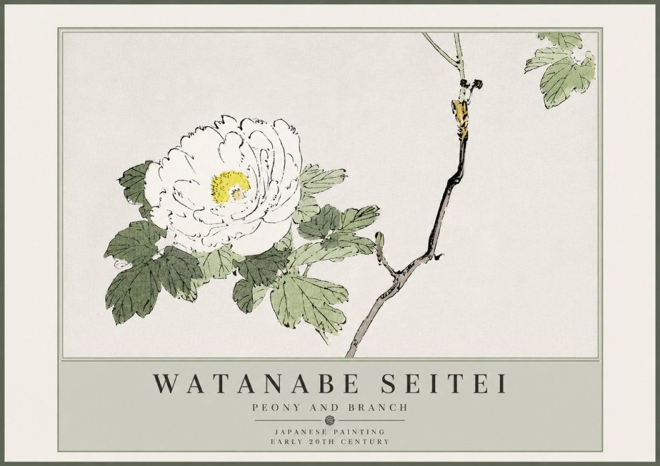 Watanabe Seitei Peony and Branch No5 - Affiche