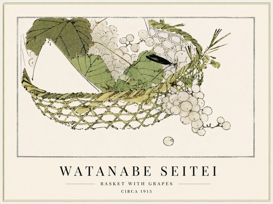 Watanabe Seitei Basket with Grapes No3 - Affiche