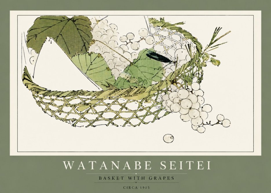 Watanabe Seitei Basket with Grapes No4 - Affiche