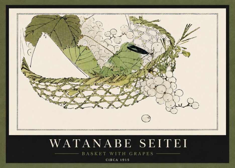 Watanabe Seitei Basket with Grapes No5 - Affiche