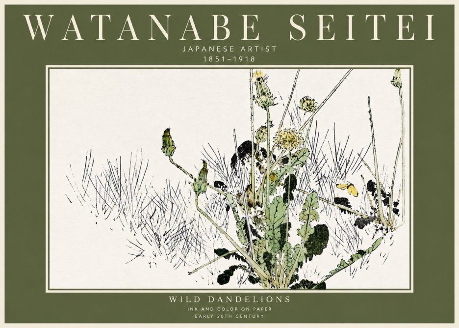Watanabe Seitei Wild Dandelions No4 - Affiche
