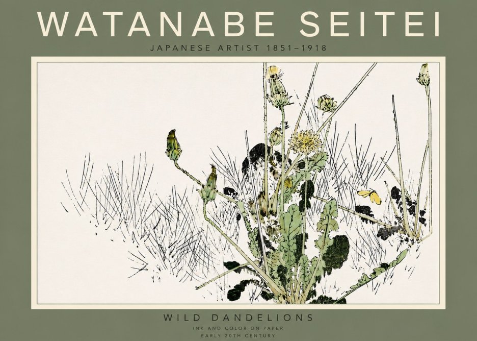 Watanabe Seitei Wild Dandelions No5 - Affiche