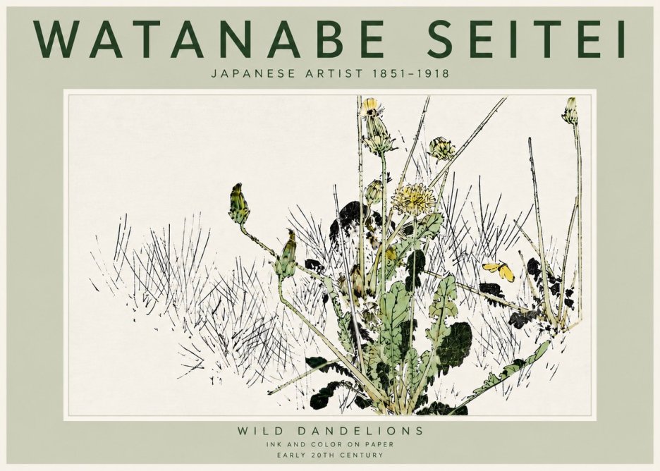 Watanabe Seitei Wild Dandelions No6 - Affiche