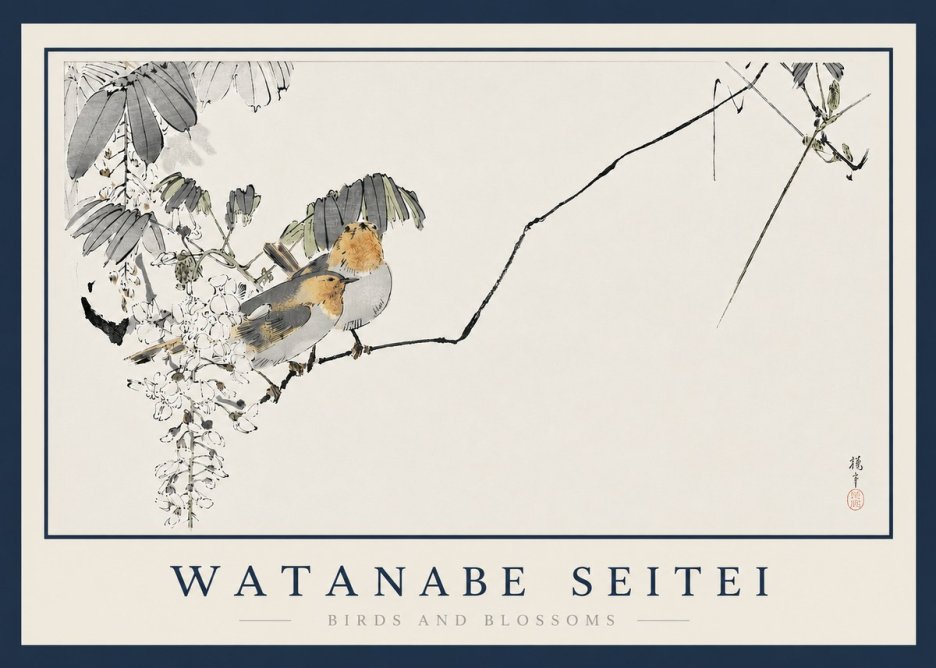 Watanabe Seitei Birds and Blossoms No3 - Affiche