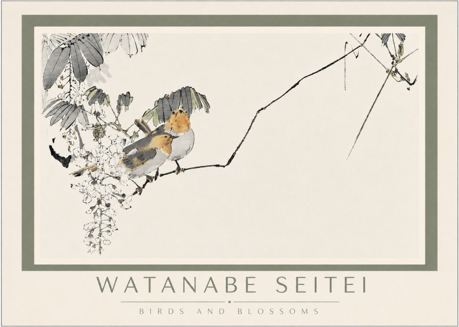 Watanabe Seitei Birds and Blossoms No4 - Affiche
