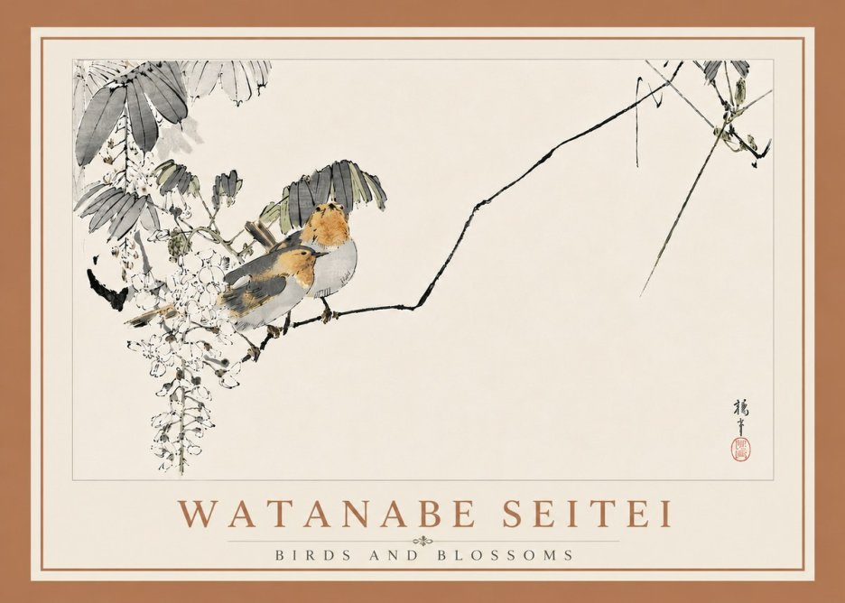 Watanabe Seitei Birds and Blossoms No6 - Affiche