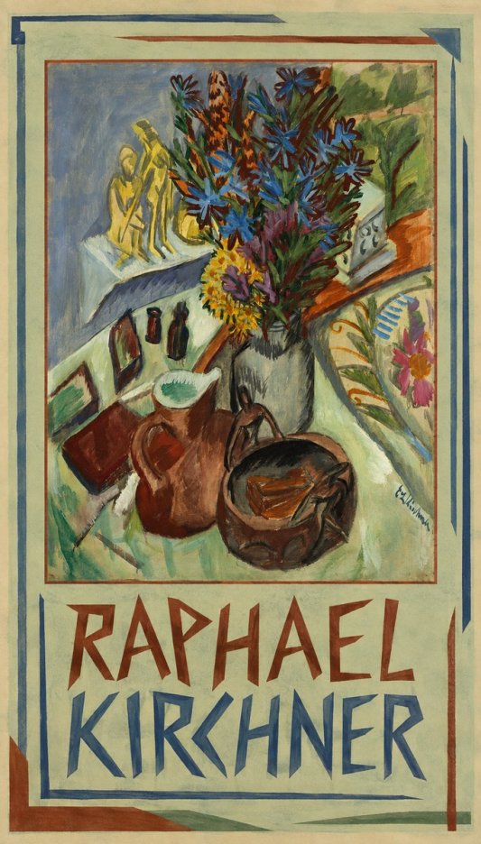 Raphael Kirchner Still Life with Blue Flowers and Figurines No1 - Affiche