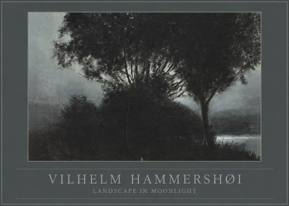 Vilhelm Hammershøi Landscape in Moonlight No1 - Affiche