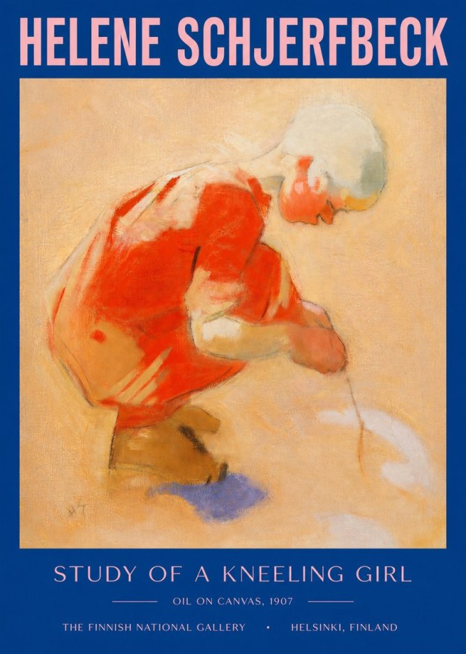 Helene Schjerfbeck Study of a Kneeling Girl No3 - Affiche