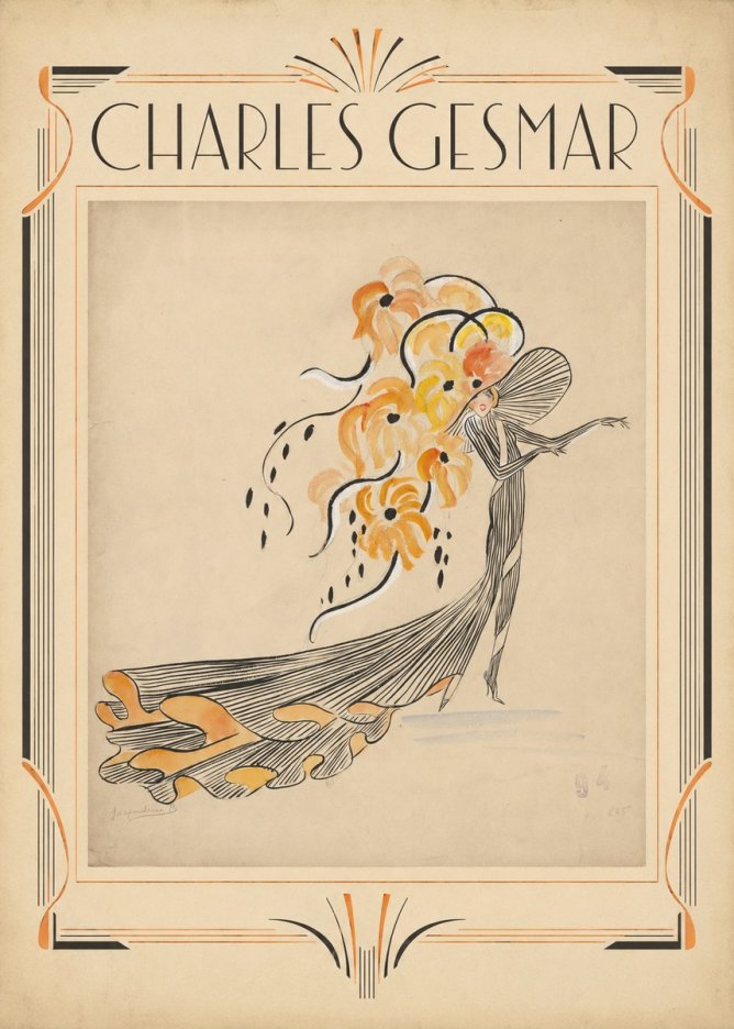 Charles Gesmar Lady with Floral Headdress No1 - Affiche