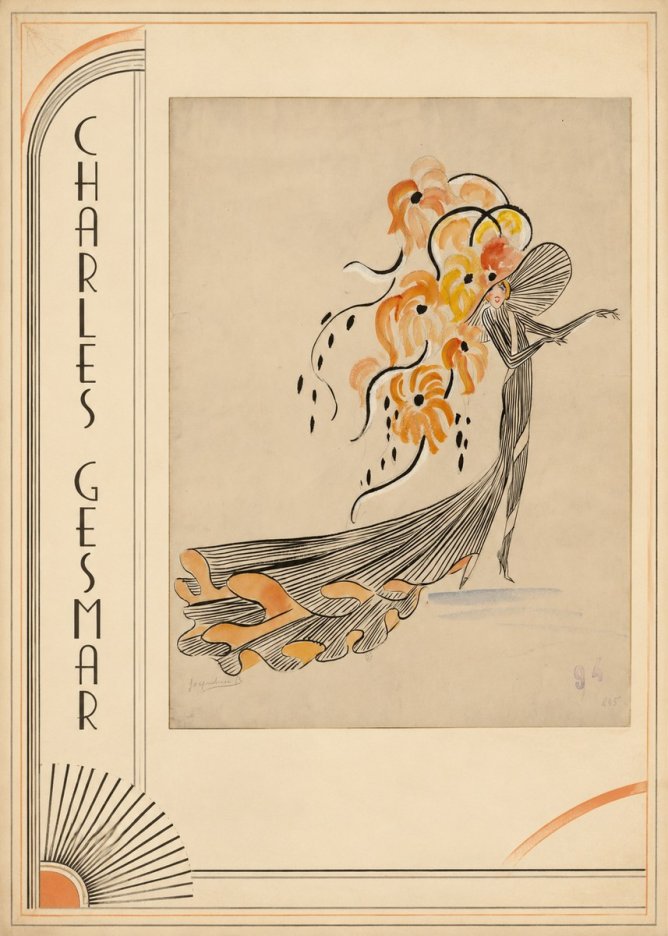 Charles Gesmar Lady with Floral Headdress No2 - Affiche