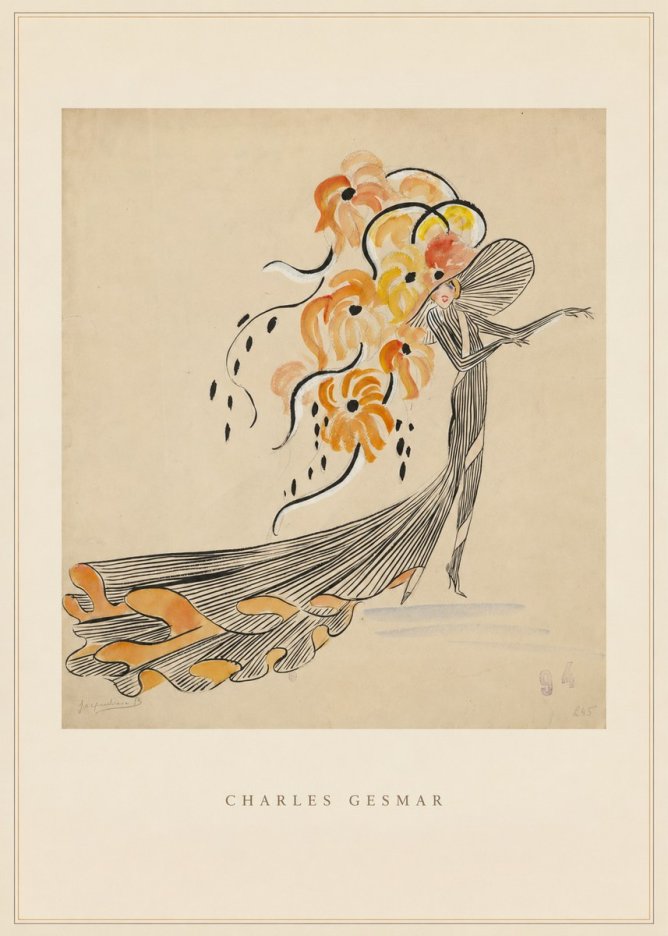 Charles Gesmar Lady with Floral Headdress No3 - Affiche