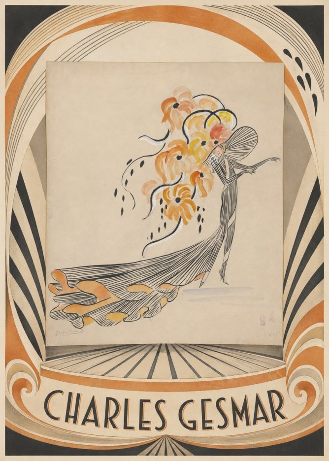 Charles Gesmar Lady with Floral Headdress No4 - Affiche