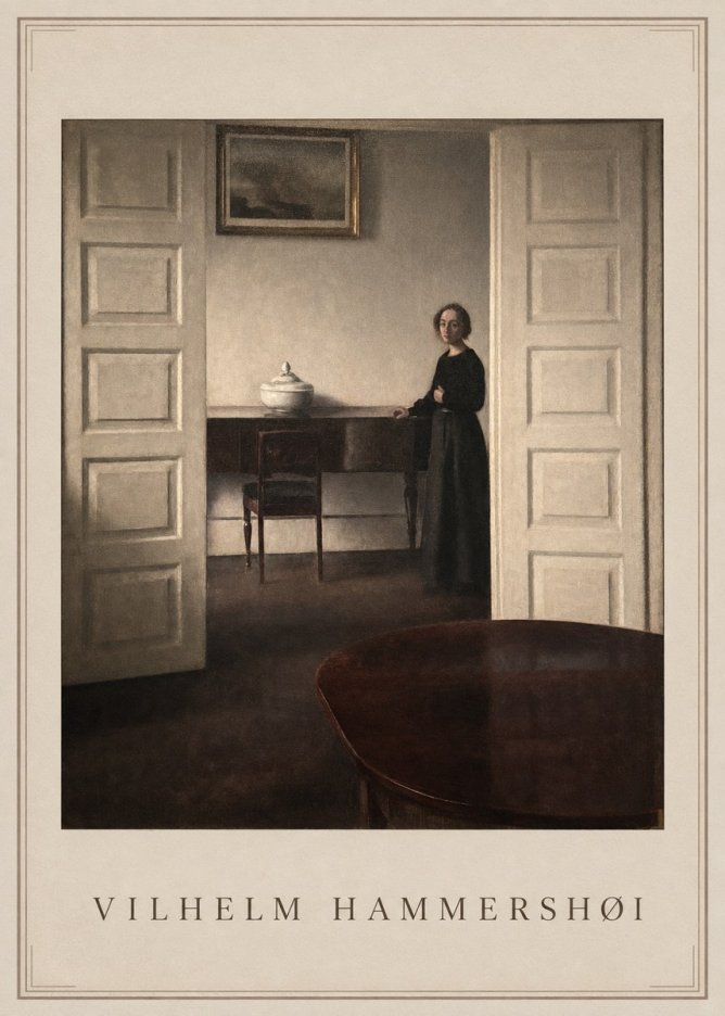 Vilhelm Hammershøi Interior with a Standing Woman No1 - Affiche
