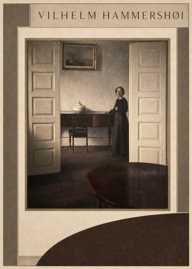 Vilhelm Hammershøi Interior with a Standing Woman No6 - Affiche