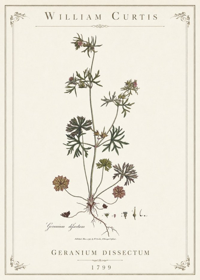 William Curtis Geranium Dissectum I No1 - Affiche