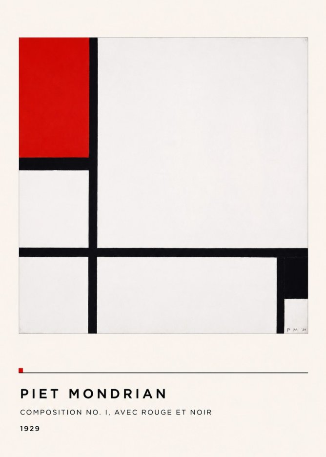 Piet Mondrian Composition No. I, Avec Rouge Et Noir No4 - Affiche