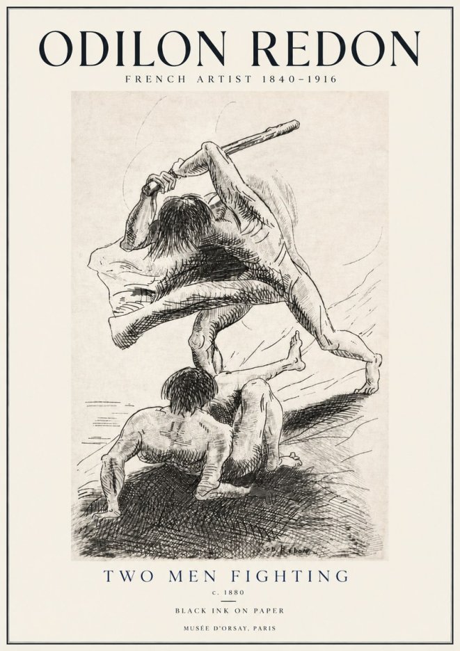 Odilon Redon Two Men Fighting No4 - Affiche