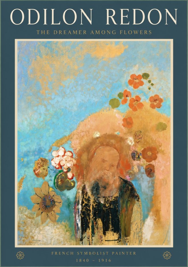 Odilon Redon The Dreamer Among Flowers No2 - Affiche