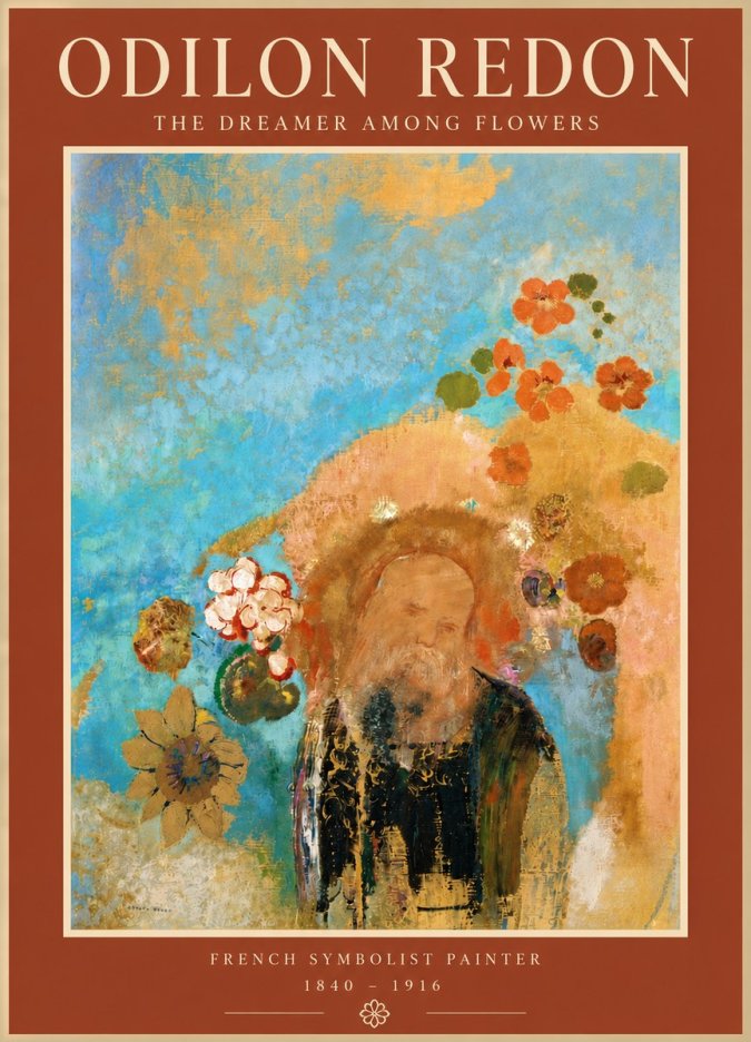 Odilon Redon The Dreamer Among Flowers No6 - Affiche