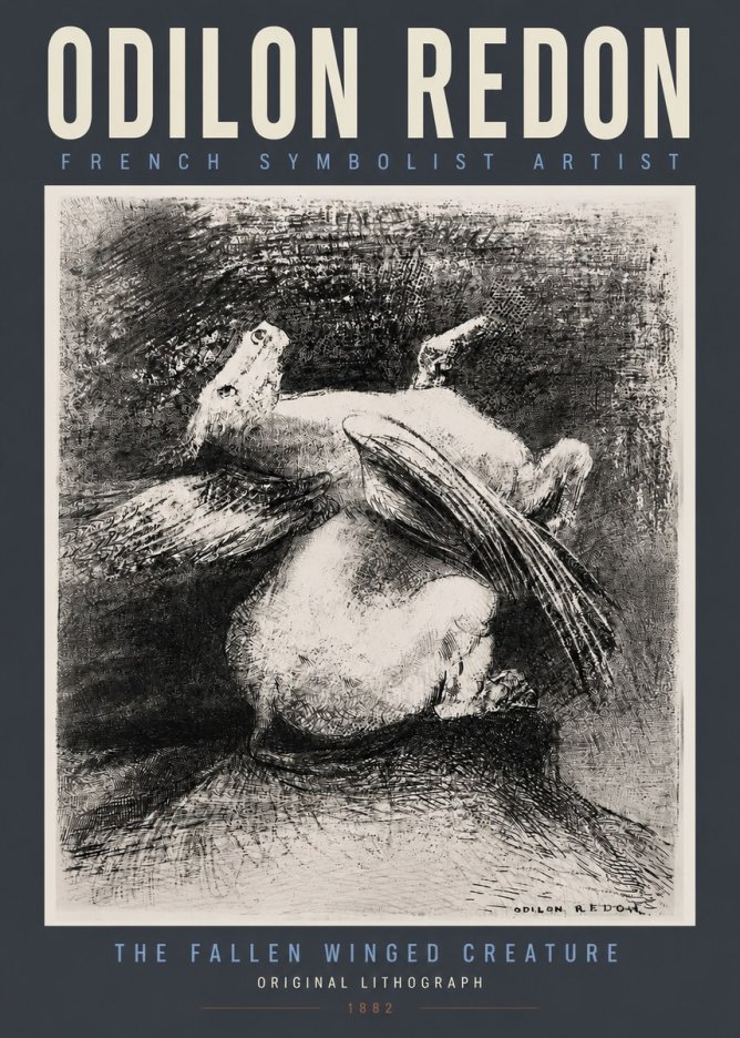 Odilon Redon The Fallen Winged Creature No2 - Affiche