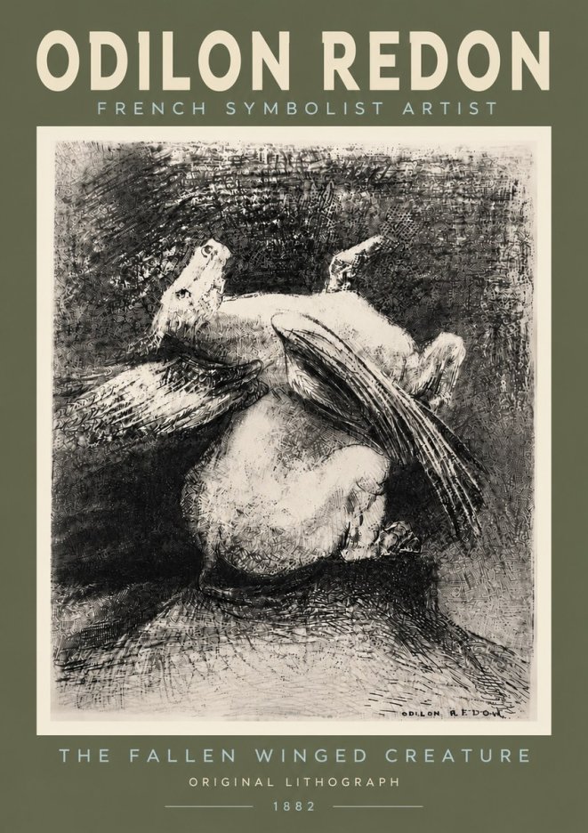 Odilon Redon The Fallen Winged Creature No4 - Affiche