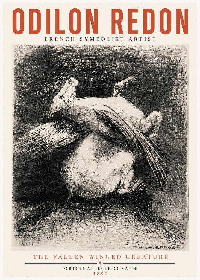 Odilon Redon The Fallen Winged Creature No5 - Affiche