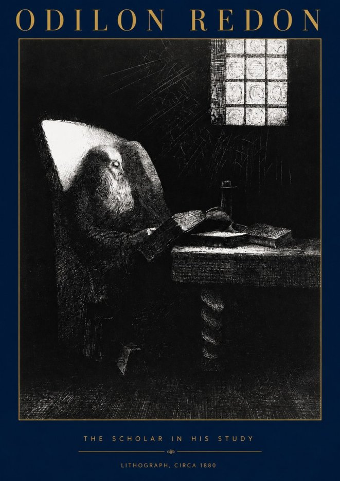 Odilon Redon The Scholar in His Study No2 - Affiche